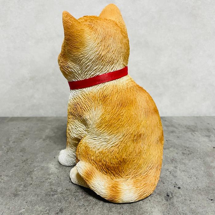 WOOBIA（ウービア） かわいい 置物 右手を上げる茶トラ白招き猫 商売