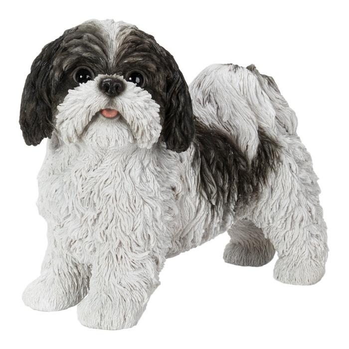 犬 置物 大型 動物 左向きシーズー 黒白 グッズ 横幅33cm woobia おしゃれ 大きい 玄関 インテリア ガーデン かわいい オブジェ 北欧 リアル 面白い ウービア | WOOBIA | 01