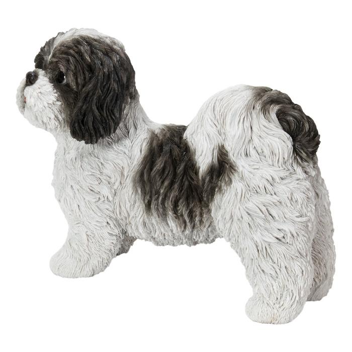 犬 置物 大型 動物 左向きシーズー 黒白 グッズ 横幅33cm woobia おしゃれ 大きい 玄関 インテリア ガーデン かわいい オブジェ 北欧 リアル 面白い ウービア | WOOBIA | 02