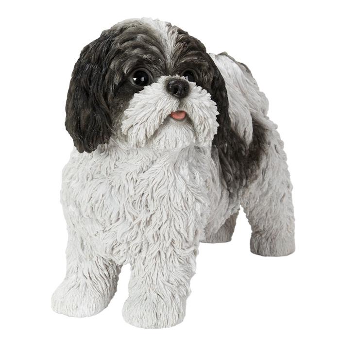 犬 置物 大型 動物 左向きシーズー 黒白 グッズ 横幅33cm woobia おしゃれ 大きい 玄関 インテリア ガーデン かわいい オブジェ 北欧 リアル 面白い ウービア | WOOBIA | 06