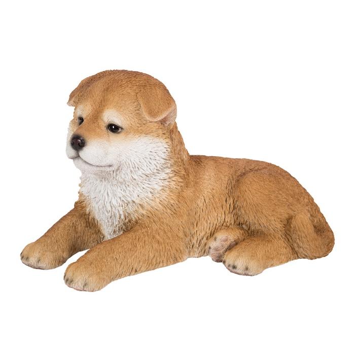置物 犬 動物 寝そべる秋田犬 横幅31cm woobia おしゃれ 大きい 玄関