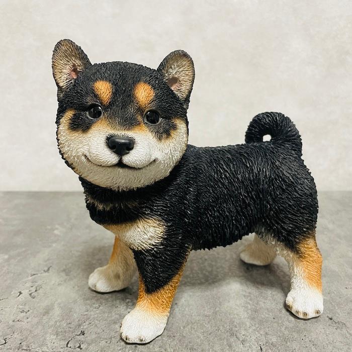 置物 犬 かわいい 動物 玄関 歩く黒柴犬 横幅18.5cm グッズ おしゃれ