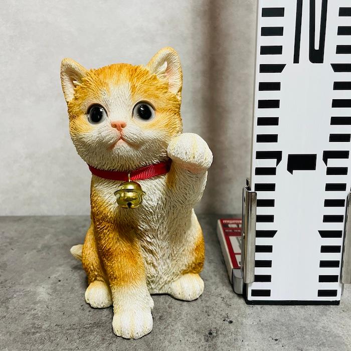 かわいい 置物 左手を上げる茶トラ白招き猫 商売繁盛 縁起物 おしゃれ