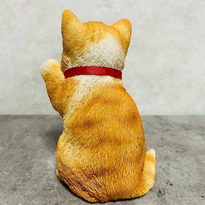 かわいい 置物 左手を上げる茶トラ白招き猫 商売繁盛 縁起物 おしゃれ