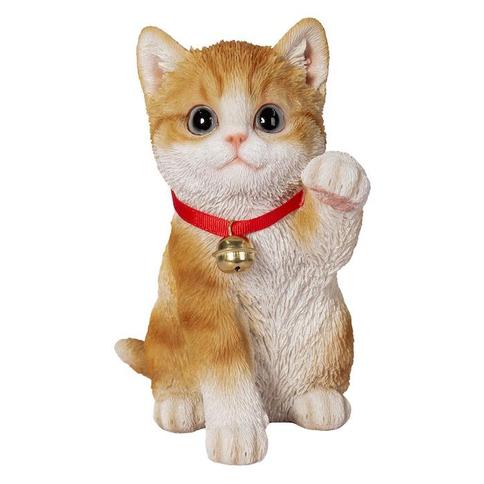 かわいい 置物 左手を上げる茶トラ白招き猫 商売繁盛 縁起物 おしゃれ