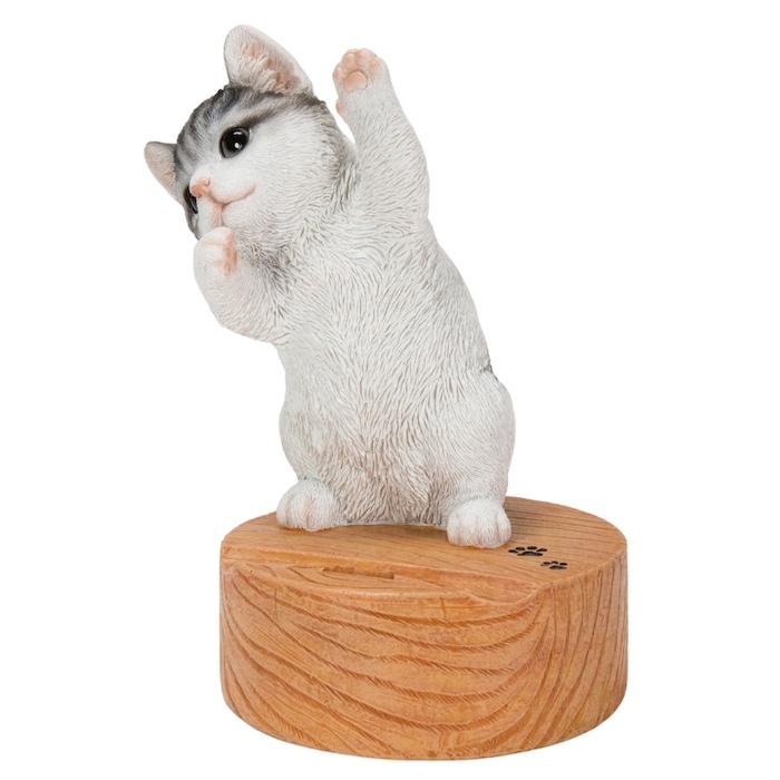 スマホスタンド 卓上 猫 おもしろ 動物 サバ白猫 ネコ 置物 かわいい