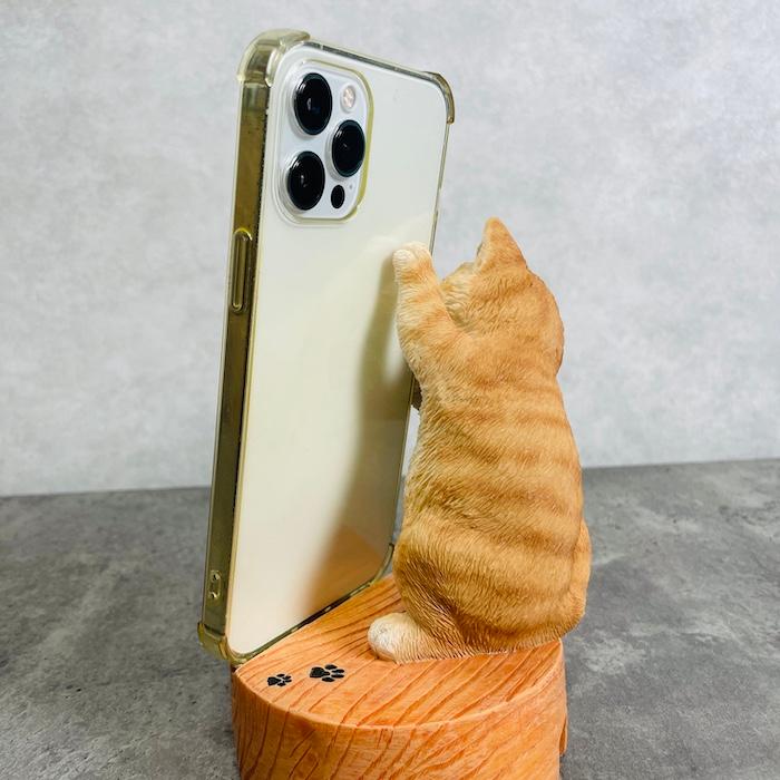 スマホスタンド 卓上 おもしろ 動物 茶トラ猫 ネコ アニマル 置物 かわいい おしゃれ 写真立て スマホホルダー woobia ウービア |  | 05