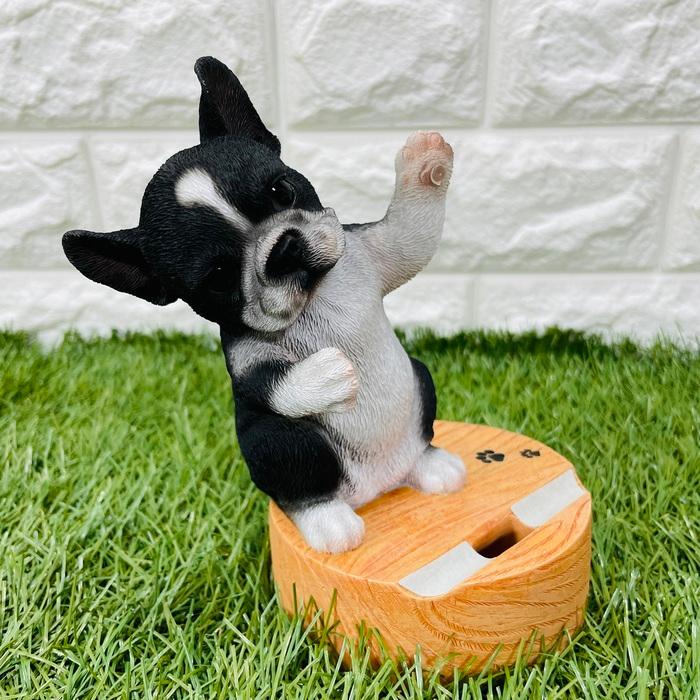 スマホスタンド 卓上 犬 おもしろ 動物 黒白フレンチブルドッグ 犬 かわいい置物 おしゃれ スマホホルダー 玄関 woobia ウービア |  | 02