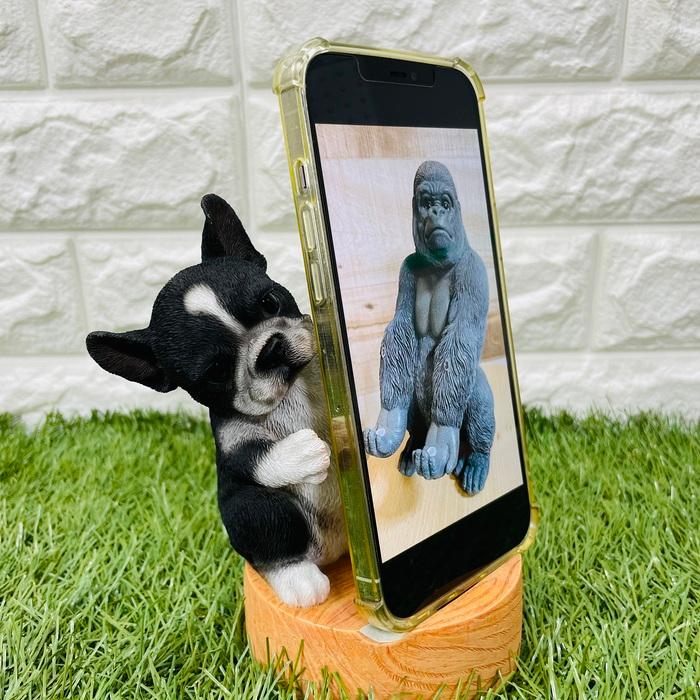 スマホスタンド 卓上 犬 おもしろ 動物 黒白フレンチブルドッグ 犬 かわいい置物 おしゃれ スマホホルダー 玄関 woobia ウービア |  | 07