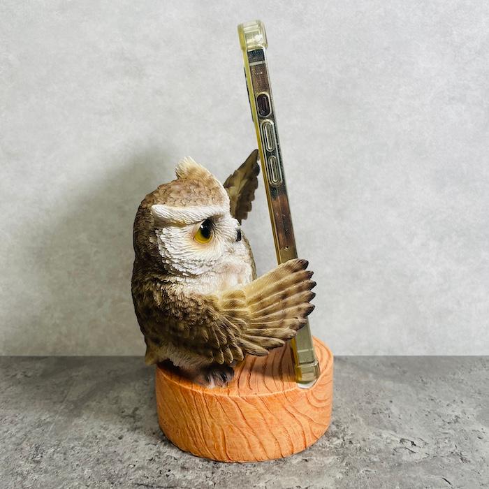 スマホスタンド 卓上 おもしろ 動物 鳥 ミミズク フクロウ 置物 トイレ かわいい おしゃれ 写真立て スマホホルダー woobia ウービア |  | 03