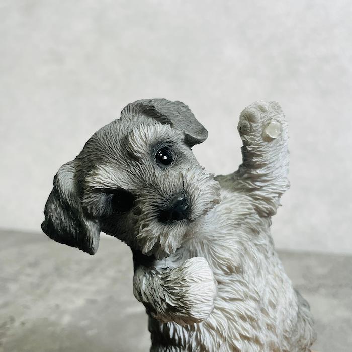 スマホスタンド 卓上 おもしろ 動物 シュナウザー ダークグレー 犬