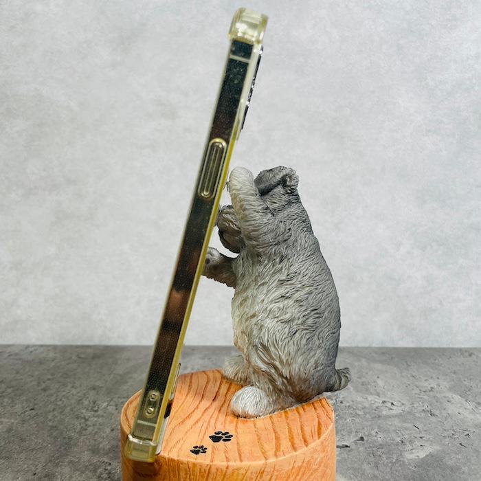 スマホスタンド 卓上 おもしろ 動物 シュナウザー ライトグレー 犬 置物 かわいい おしゃれ 写真立て スマホホルダー woobia ウービア |  | 07