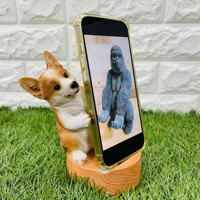 スマホスタンド 卓上 犬 おもしろ 動物 ウェルシュコーギー アニマル かわいい置物 おしゃれ スマホホルダー 玄関  woobia ウービア |  | 06