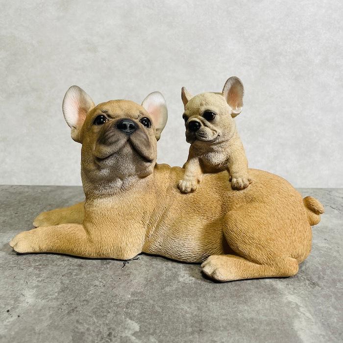 置物 犬 かわいい 横幅27cm 動物 玄関 親子フレンチ・ブルドッグ おしゃれ インテリア ガーデンオーナメント woobia ウービア |  | 03