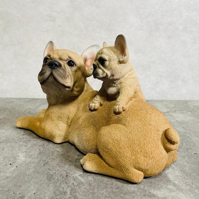 置物 犬 かわいい 横幅27cm 動物 玄関 親子フレンチ・ブルドッグ おしゃれ インテリア ガーデンオーナメント woobia ウービア |  | 04