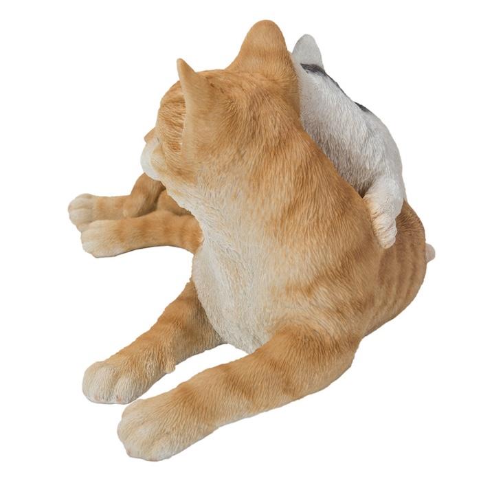置物 猫 腹ばいの親子猫 茶トラ 子猫 幅32cm woobia ウービア リアル かわいい おしゃれ 玄関 インテリア オブジェ ガーデン 親子 ペア | WOOBIA | 04