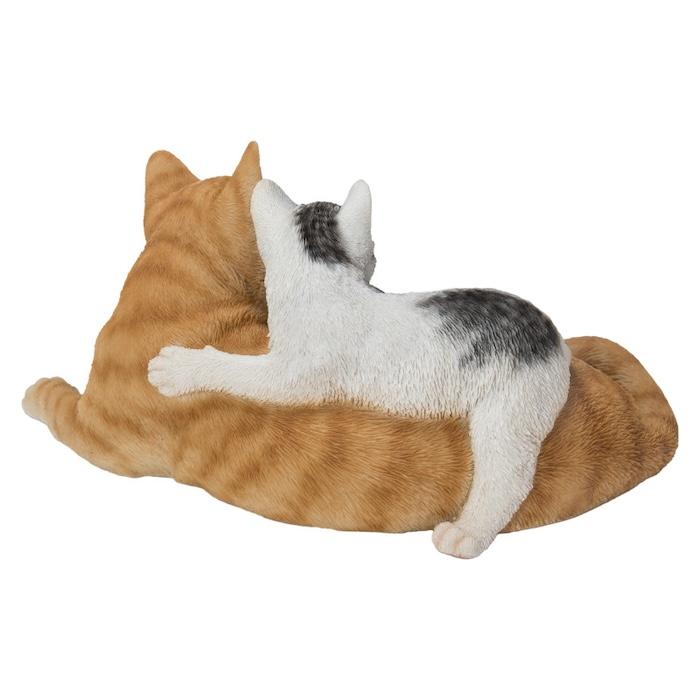置物 猫 腹ばいの親子猫 茶トラ 子猫 幅32cm woobia ウービア リアル かわいい おしゃれ 玄関 インテリア オブジェ ガーデン 親子 ペア | WOOBIA | 05