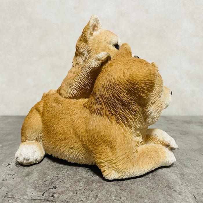 WOOBIA（ウービア） 置物 犬 かわいい 動物 玄関 仲良し子柴犬 横幅