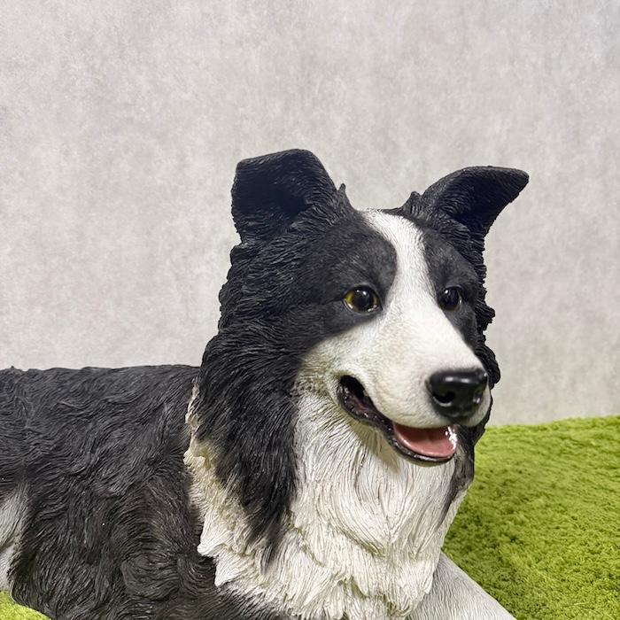犬 置物 大型 動物 うつぶせボーダーコリー かわいい 横幅75cm