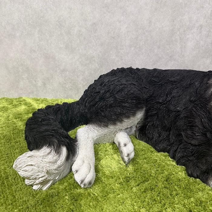 犬 置物 大型 動物 うつぶせボーダーコリー かわいい 横幅75cm
