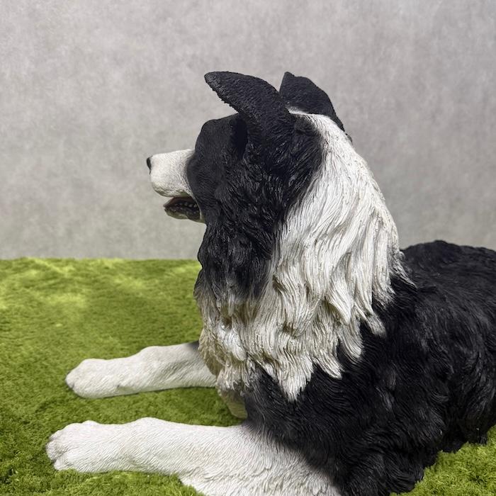 犬 置物 大型 動物 うつぶせボーダーコリー かわいい 横幅75cm