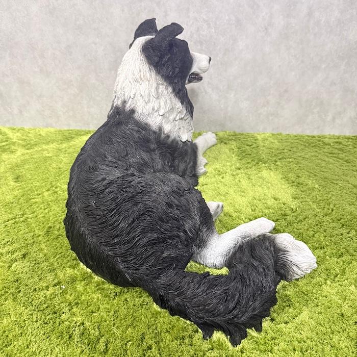 犬 置物 大型 動物 うつぶせボーダーコリー かわいい 横幅75cm
