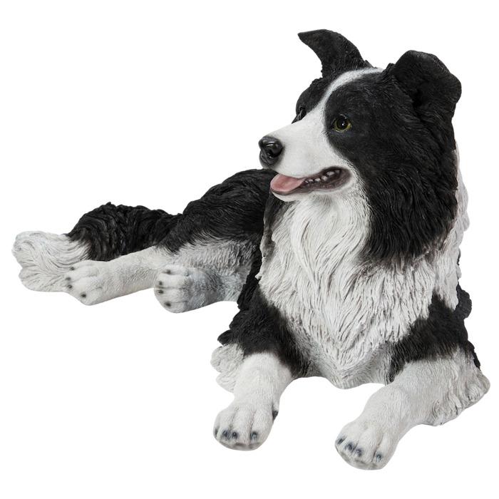 犬 置物 大型 動物 うつぶせボーダーコリー かわいい 横幅75cm