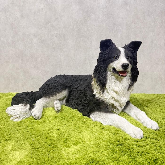犬　決まりました置物　実物大　コリー 犬 置物 大型 動物 うつぶせボーダーコリー かわいい 横幅75cm