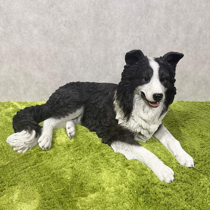 コリー 特大 置物 オブジェ インテリア ガーデン 犬の置物 犬 置物 大型 動物 うつぶせボーダーコリー かわいい 横幅75cm