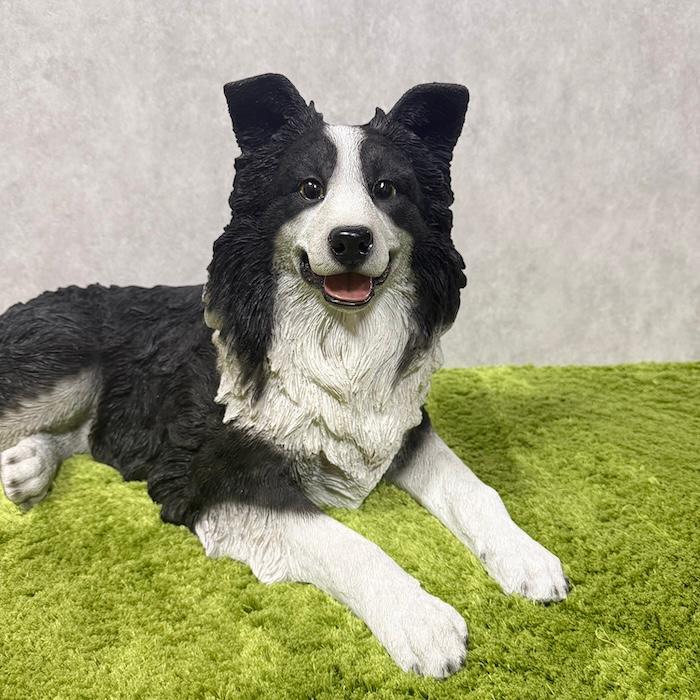 犬　決まりました置物　実物大　コリー 犬 置物 大型 動物 うつぶせボーダーコリー かわいい 横幅75cm