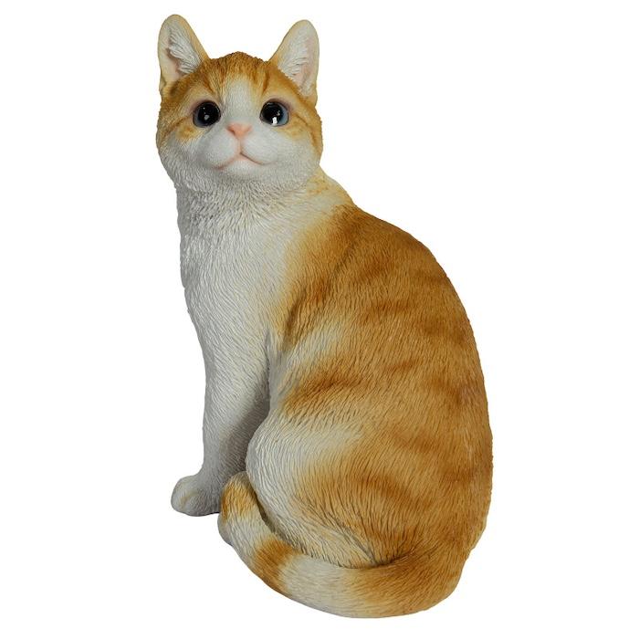 WOOBIA（ウービア） 置物 動物 かわいい 振り返る茶トラ白猫 ネコ 高さ 
