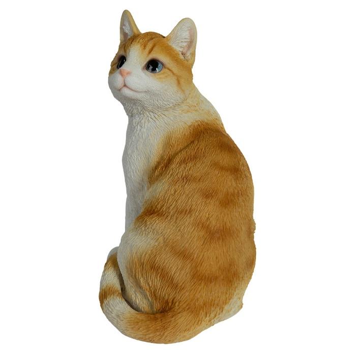 WOOBIA（ウービア） 置物 動物 かわいい 振り返る茶トラ白猫 ネコ 高さ