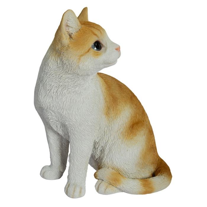 WOOBIA（ウービア） 置物 動物 かわいい 振り返る茶トラ白猫 ネコ 高さ