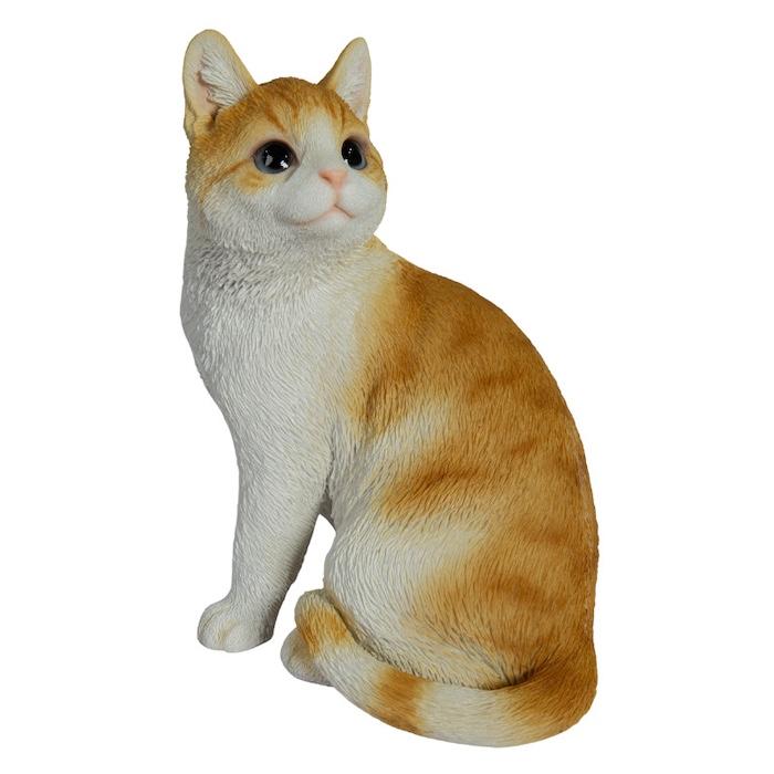 WOOBIA（ウービア） 置物 動物 かわいい 振り返る茶トラ白猫 ネコ 高さ