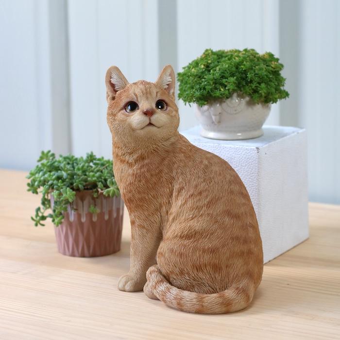 WOOBIA（ウービア） 置物 猫 動物 かわいい 振り返るダークビスケット 