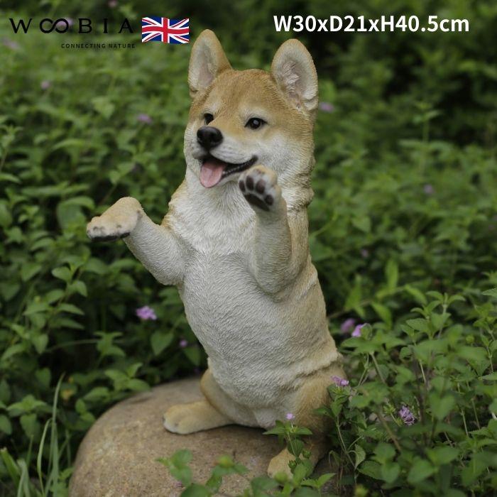 犬 置物 大型 動物 手をあげる柴犬 高さ40.5cm woobia おしゃれ 大きい