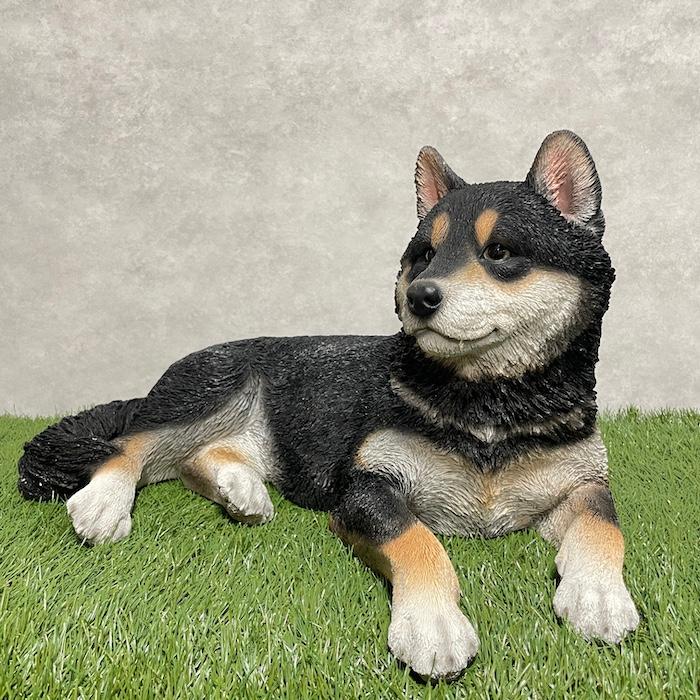 WOOBIA（ウービア） 犬 置物 大型 動物 リラックス黒柴犬 グッズ 横幅
