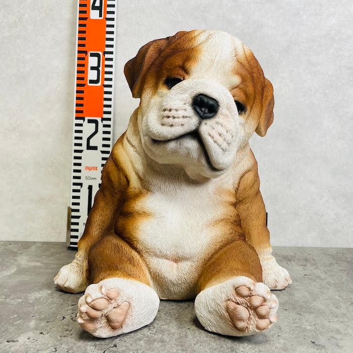 置物 犬 かわいい 高さ28.5cm 動物 玄関 居眠りするブルドッグ 中 おしゃれ インテリア ガーデンオーナメント  woobia ウービア | 