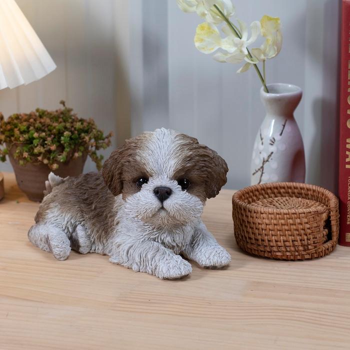 犬 置物 おしゃれ リラックスシーズー 茶白 かわいい 動物 インテリア オブジェ ガーデンオーナメント woobia ウービア |  | 07