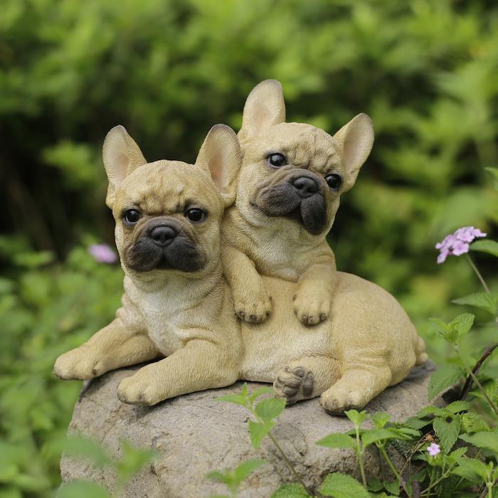 置物 犬 動物 2匹のフレンチブルドッグ 犬グッズ 高さ16.5cm ウービア