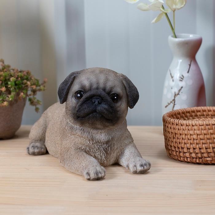 置物 犬 かわいい 動物 玄関 うつぶせパグ 横幅20.5cm リアル インテリア ガーデンオーナメント woobia ウービア |  | 07