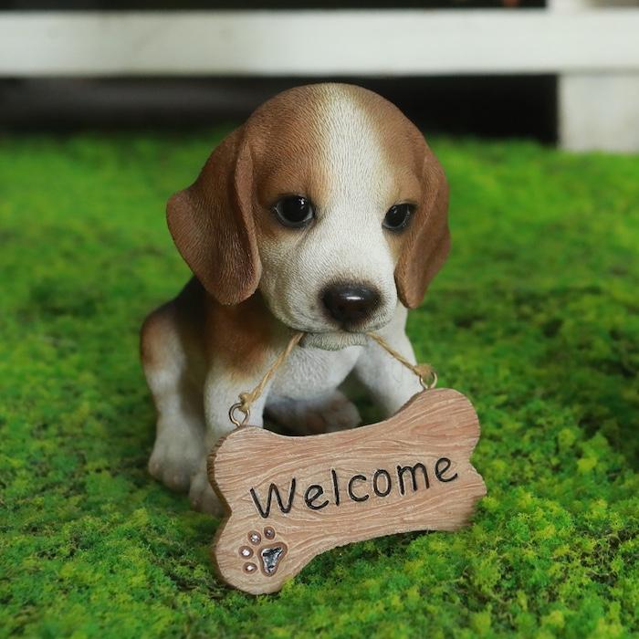 置物 犬 かわいい 動物 玄関 ウェルカムボード ビーグル おしゃれ インテリア 卓上 ガーデン 庭 woobia ウービア |  | 01