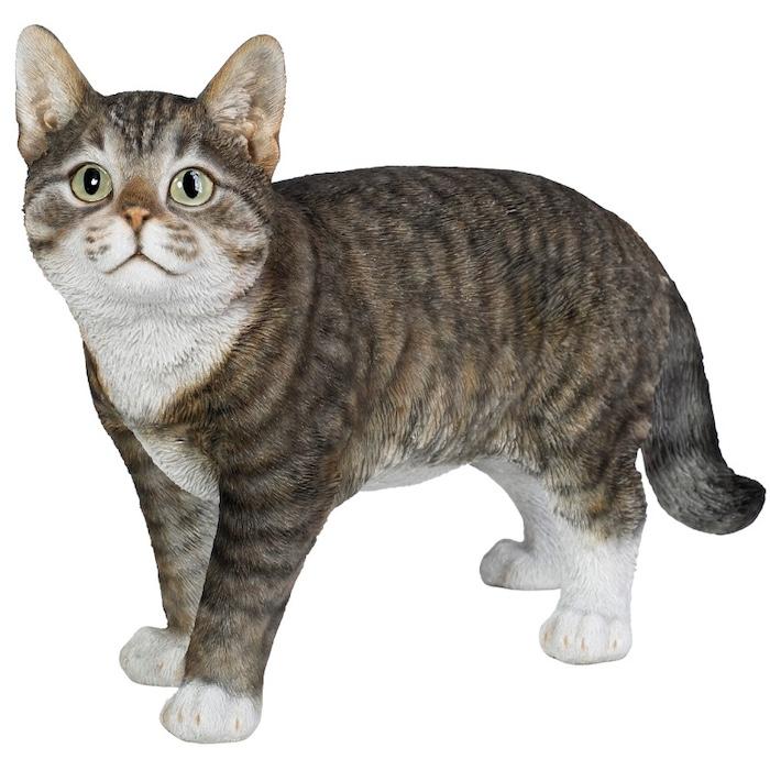 置物 猫 動物 かわいい 歩くサバトラ猫 大 ネコ 横幅32cm woobia