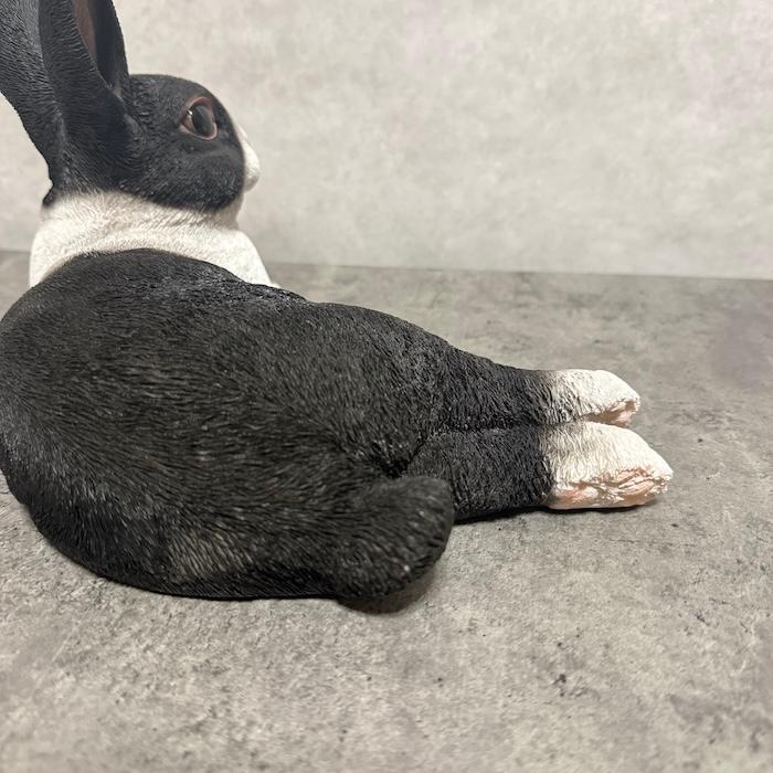 置物 動物 リラックス黒白ウサギ 横幅31.5cm woobia おしゃれ 大きい