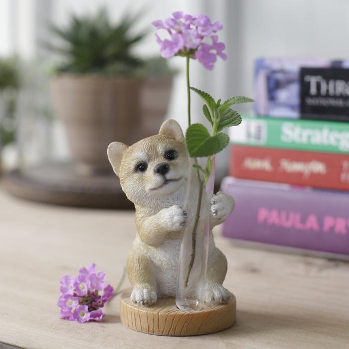置物 犬 かわいい 動物 玄関 柴犬の一輪挿し 花器 おしゃれ インテリア