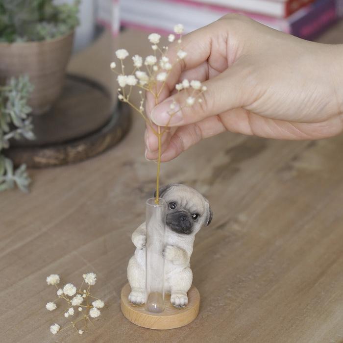 置物 犬 かわいい 動物 玄関 パグの一輪挿し 花器 おしゃれ インテリア