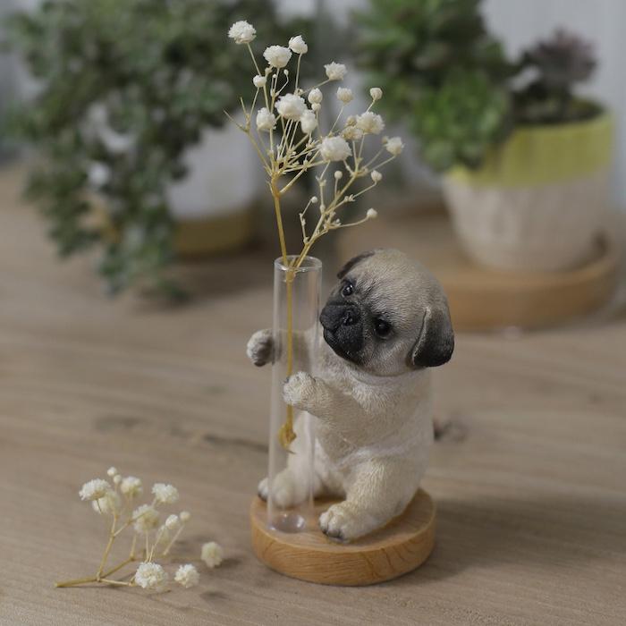 置物 犬 かわいい 動物 玄関 パグの一輪挿し 花器 おしゃれ インテリア