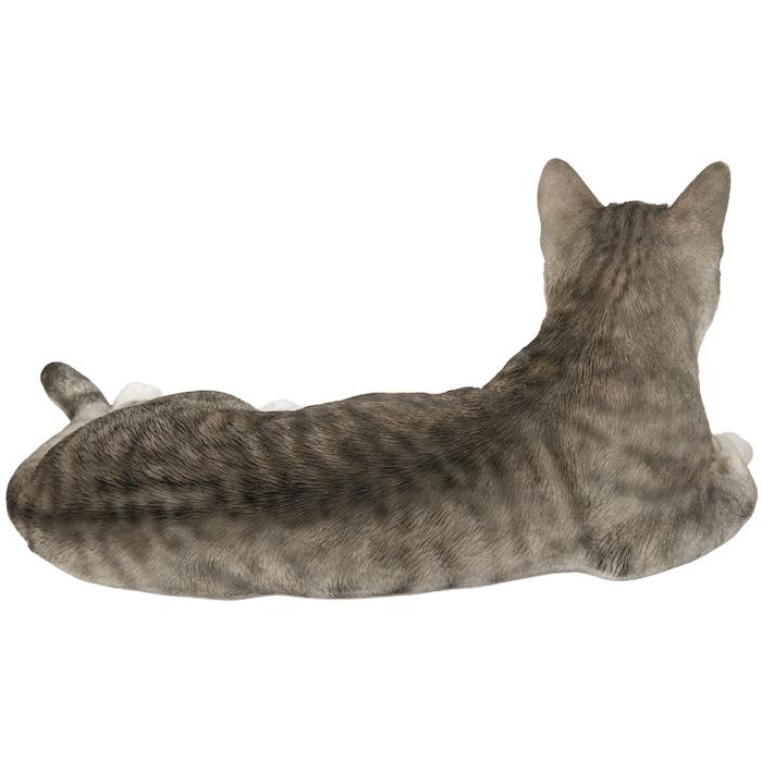 WOOBIA（ウービア） かわいい 置物 横たわるサバトラ猫 ネコ 高さ17cm