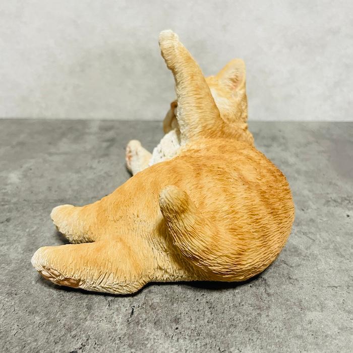 置物 猫 かわいい 横幅19.5cm 動物 玄関 じゃれる茶トラ子猫 おしゃれ インテリア ガーデン 庭 woobia ウービア |  | 07