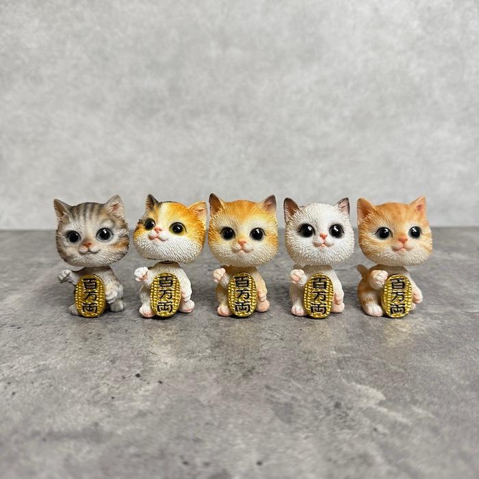 猫 置物 小さい 小判をかかえる首振り猫 縁起物 インテリア おしゃれ